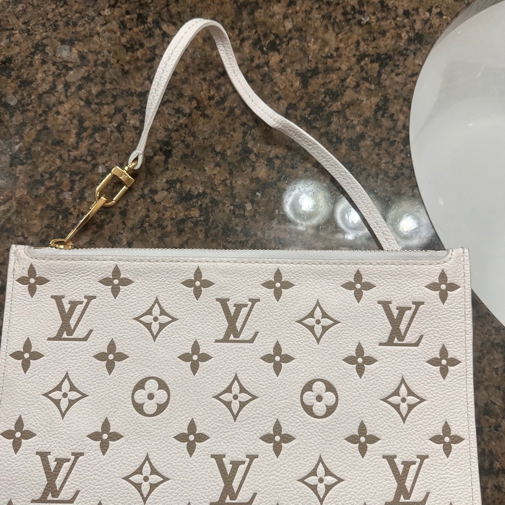 Louis Vuitton Cream and Brown Monogram Clutch